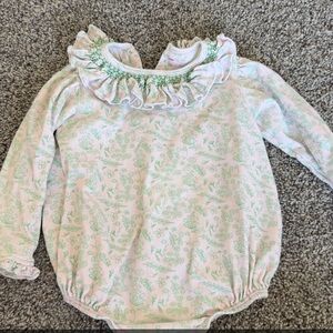 Pastel Floral Baby Onesie with Ruffle Collar